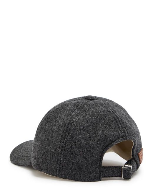 Loewe Black Anagram Leather And Wool-Blend Cap for men