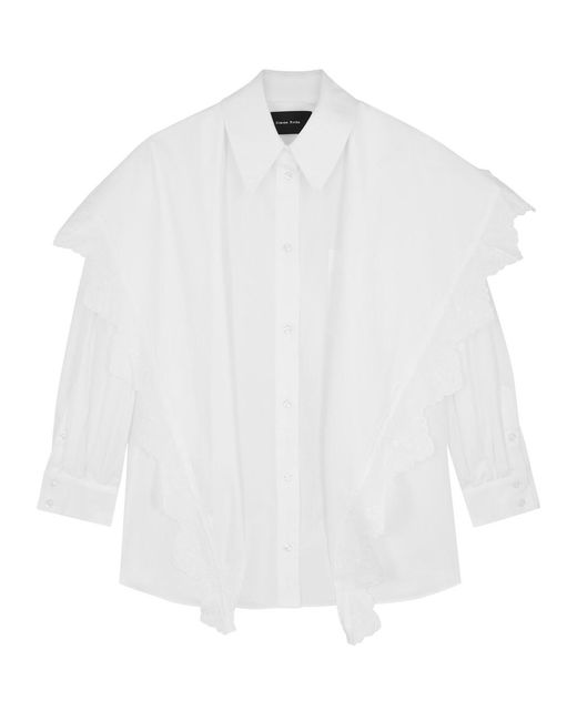 Simone Rocha White Layered Cotton-Poplin Shirt