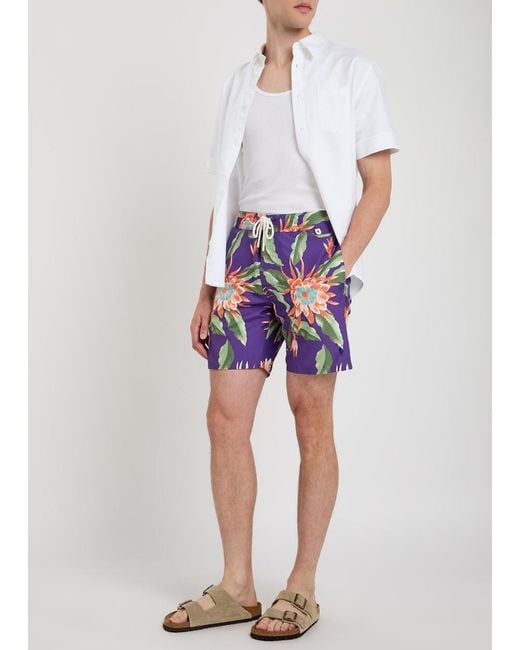 Polo Ralph Lauren Blue Floral-Print Shell Swim Shorts for men