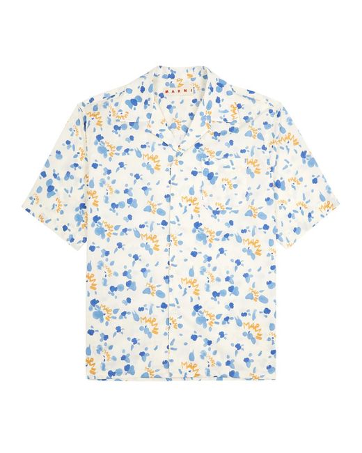 Marni White Logo-print Cotton-poplin Shirt for men