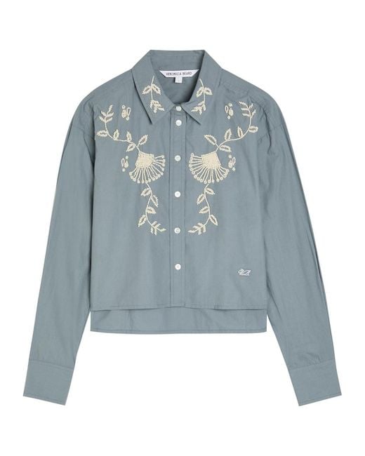 Veronica Beard Blue Andres Embellished Cotton Shirt