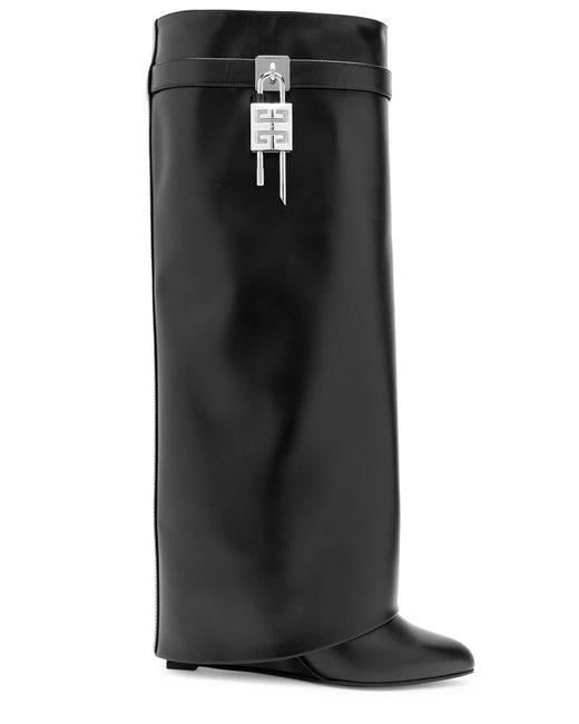 Givenchy Black Shark Lock 90 Leather Knee-High Boots