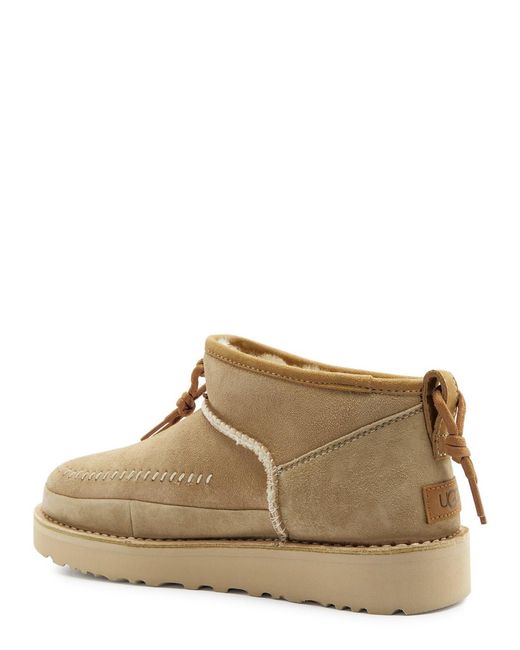 Ugg Brown Ultra Mini Crafted Regenerate Suede Ankle Boots