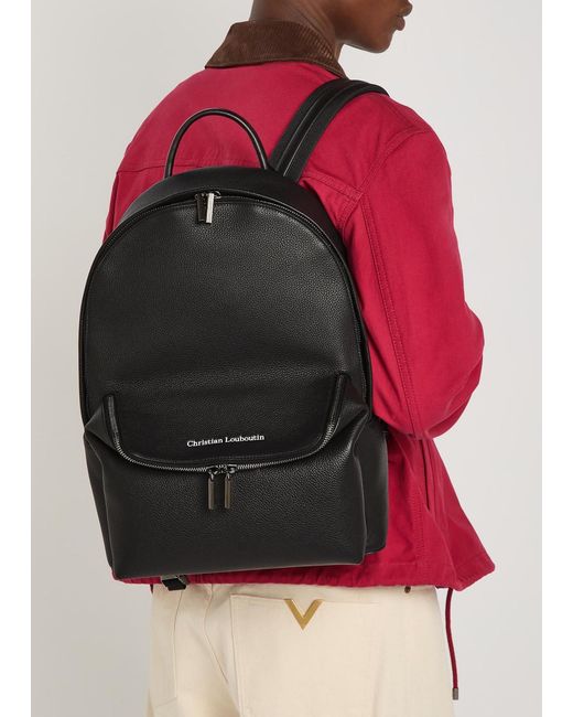 Christian Louboutin Black Nostalgic Grained Leather Backpack for men