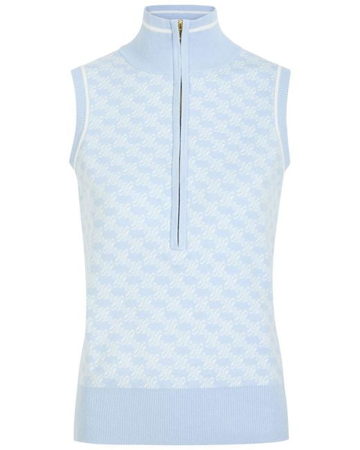 Varley Blue Vincent Logo-Monogrammed Stretch-Knit Top