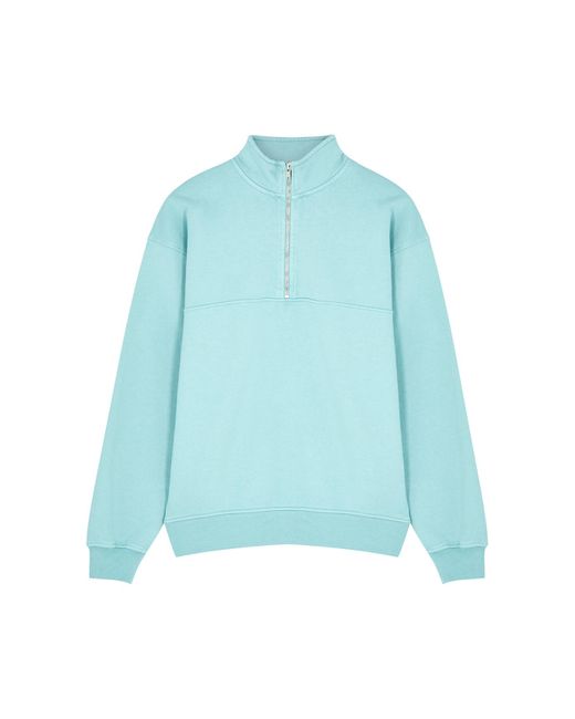 COLORFUL STANDARD Blue Half-Zip Cotton Sweatshirt