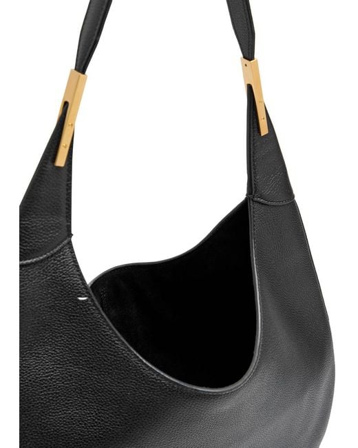 SAVETTE Black Florence Leather Hobo Bag