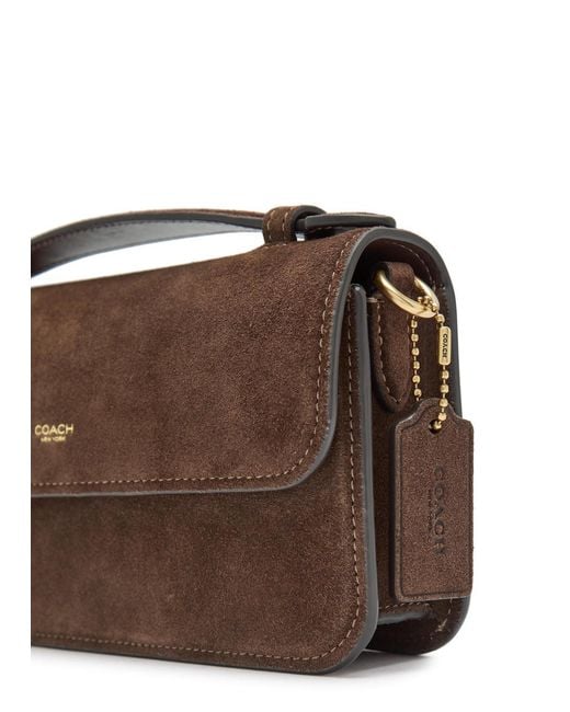 COACH Brown Elora Suede Top Handle Bag