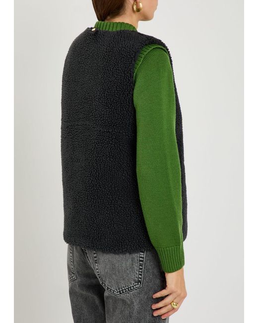 Barbour Blue Dulsie Corduroy-Trim Fleece Gilet