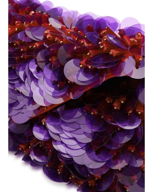 Dries Van Noten Purple Sequin And Bead-embellished Clutch