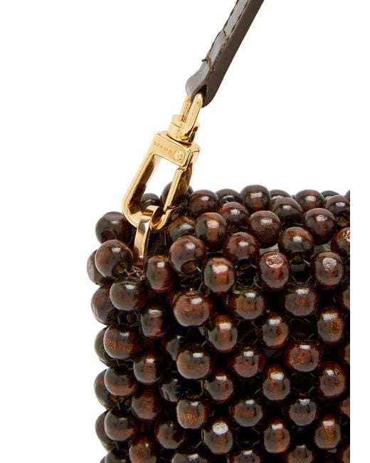 Staud Brown Timmy Beaded Shoulder Bag