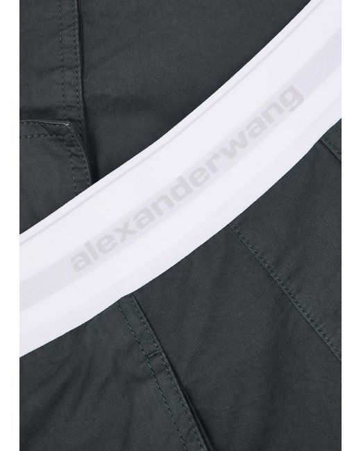 Alexander Wang Gray Logo-Jacquard Cotton Cargo Trousers