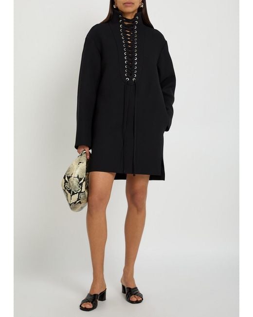 Khaite Black Lee Lace-Up Crepe Mini Dress