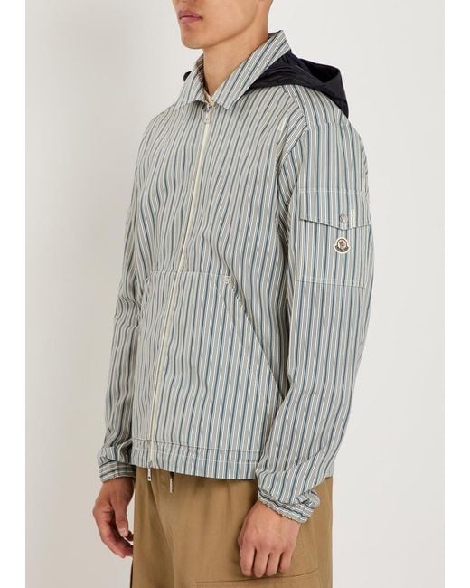 Moncler Gray Havas Striped Hooded Cotton Jacket for men