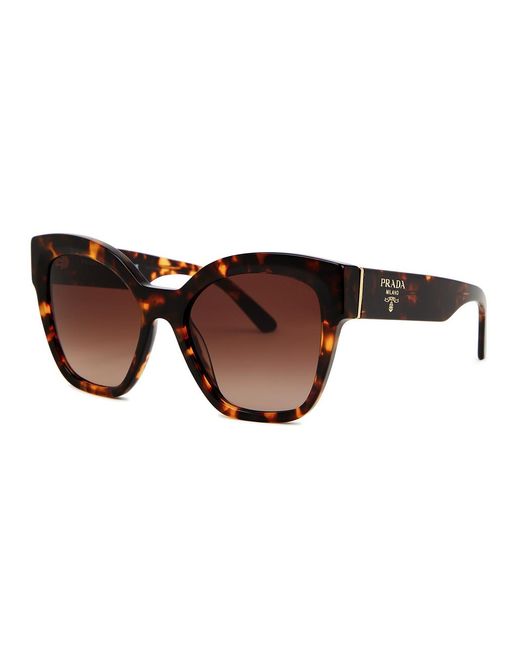 Prada Brown Oversized Round-frame Sunglasses , Designer-engraved Graduated Lenses, Designer-stamped Temples, 100% Uv Protection