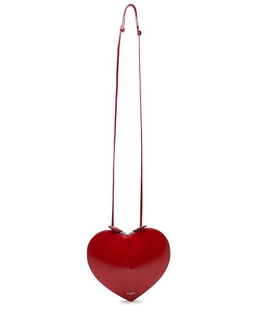 Alaïa Red Le Couer Glossed Leather Cross-Body Bag