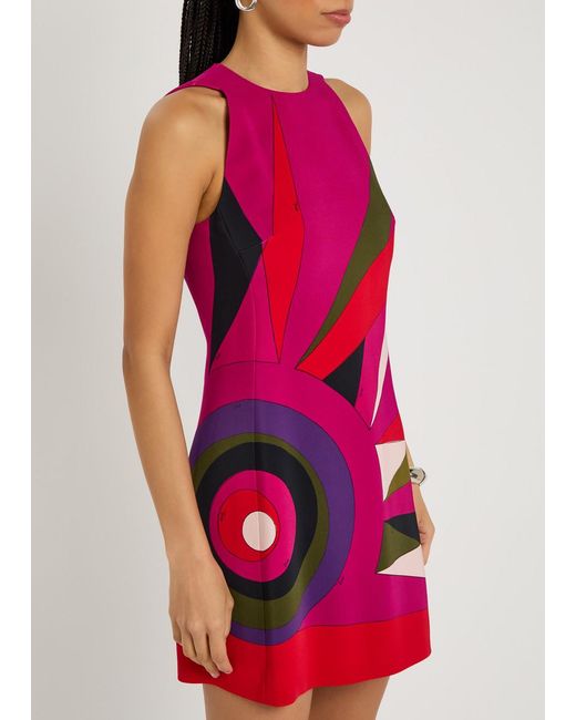 Emilio Pucci Pink Abito Printed Cady Mini Dress