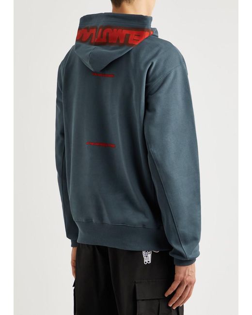 Helmut Lang Blue Outerspace Hooded Cotton Sweatshirt for men