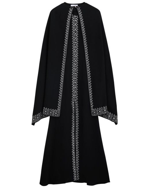 Rabanne Black Embellished Cape-Effect Crepe Maxi Dress