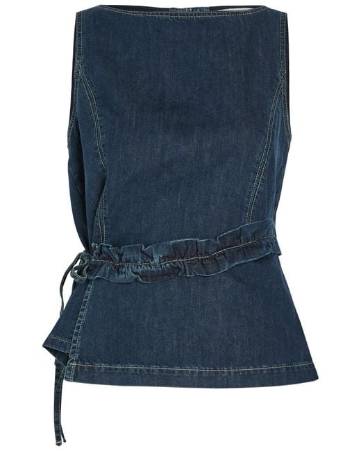 Damson Madder Blue Maxime Ruffled Denim Top