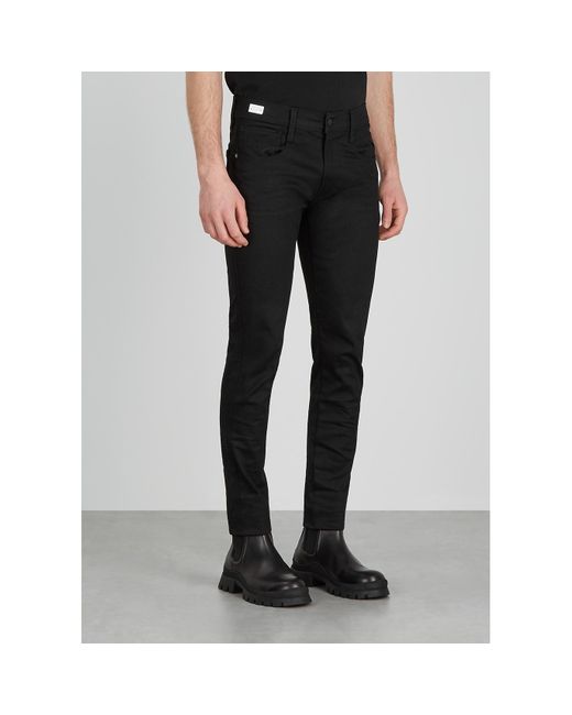 Replay Black Anbass Hyperflex Slim-Leg Jeans for men