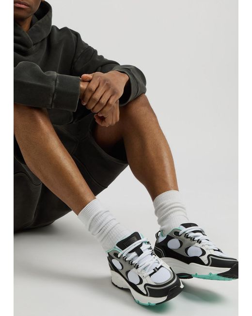 Cleens White Pulse Runner Panelled Mesh Sneakers for men