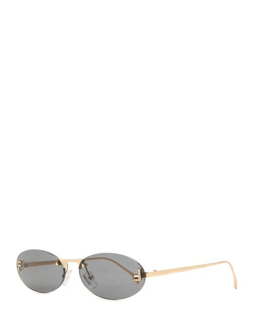 Fendi Metallic Rimless Oval-Frame Sunglasses