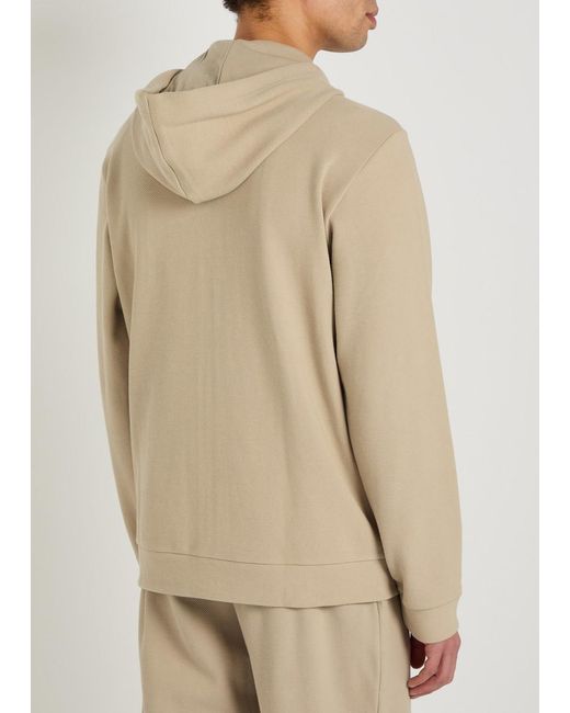 Emporio Armani Natural Hooded Zip-Through Piqué Cotton-Blend Sweatshirt for men