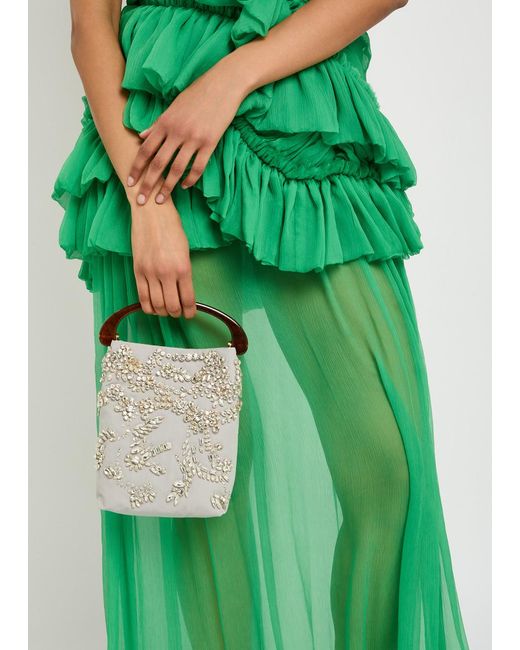 Dries Van Noten Green Shelby Frilled Silk Maxi Skirt