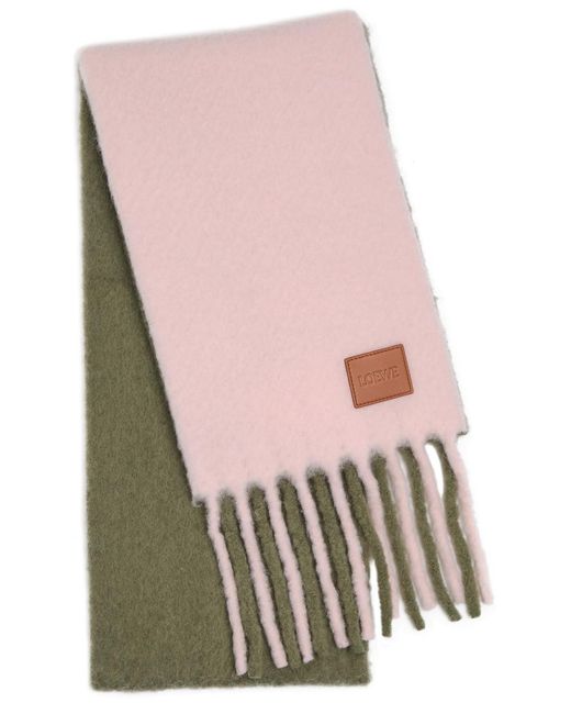 Loewe Pink Colour-Blocked Brushed Alpaca-Blend Scarf