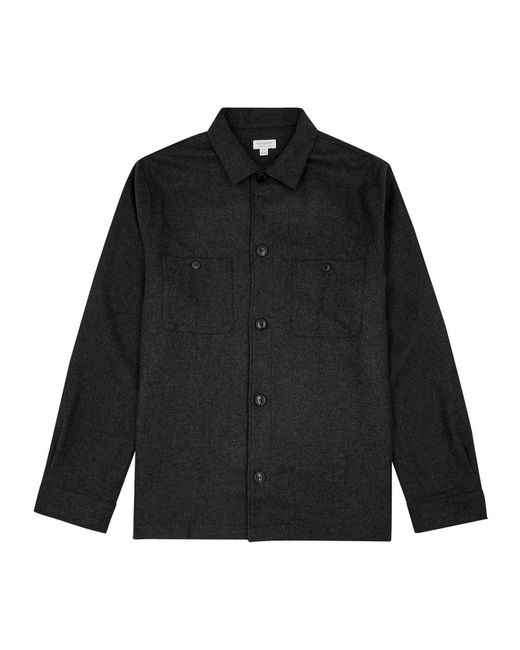 Sunspel Black Wool Overshirt for men