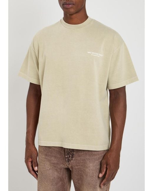 MKI Miyuki-Zoku White Design Studio Logo-Print Cotton T-Shirt for men