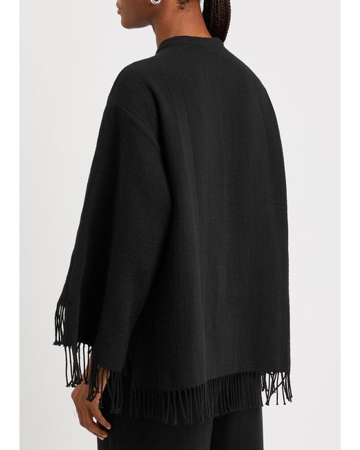 By Malene Birger Black Ahlicia Fringed Cotton-blend Shirt