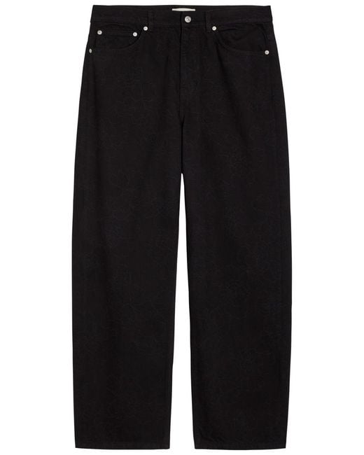 Les Deux Black Roi Floral Straight-Leg Print Denim Jeans for men
