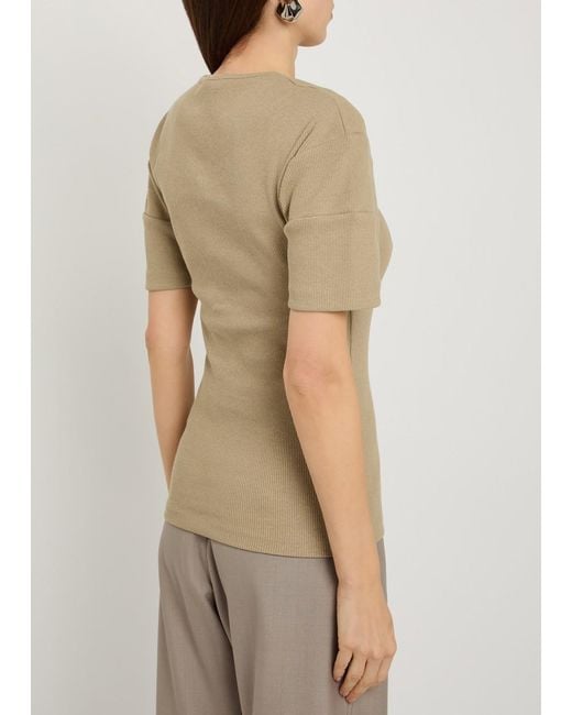 Lemaire Natural Ribbed Cotton-Blend Top