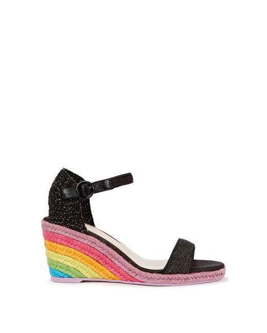 Sophia Webster Black Lucita Rainbow Espadrille Wedge Sandals