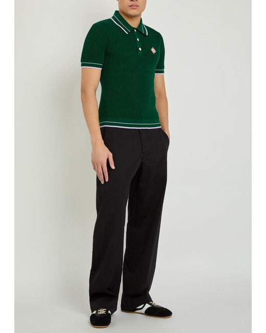 Casablanca Green Knit Cotton Polo Shirt for men