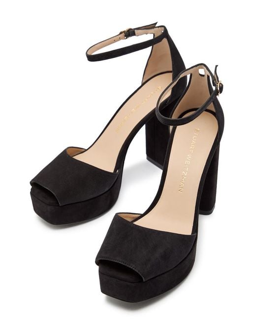 Stuart Weitzman Black Sabrina 110 Suede Platform Sandals