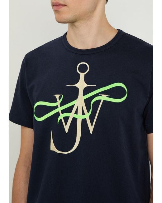 J.W. Anderson Blue Ribbon Anchor Embroidered Cotton T-Shirt for men