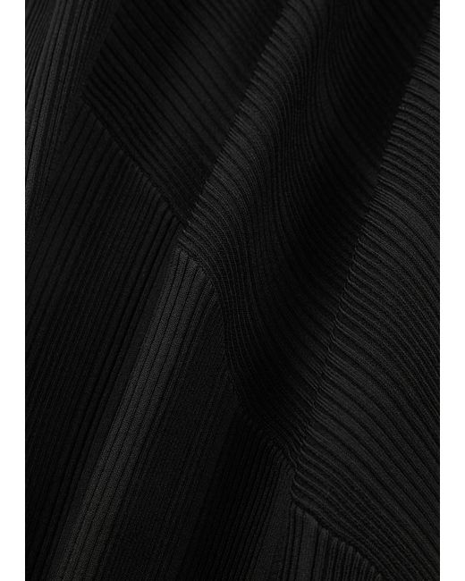 Diane von Furstenberg Black Artemesia Cut-out Ribbed-knit Top