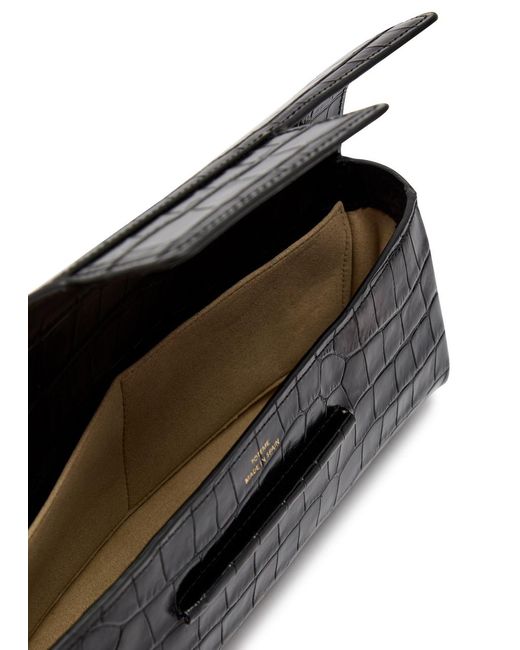 Totême Black Crocodile-Effect Leather Clutch