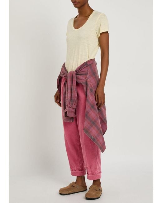 American Vintage Pink Padow Straight-Leg Corduroy Trousers
