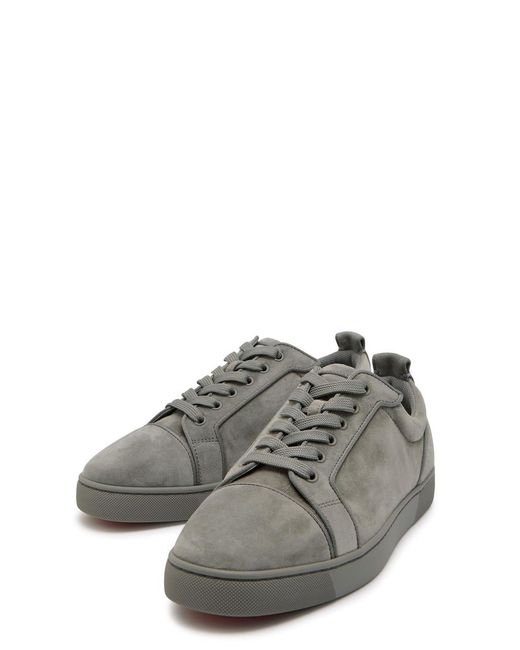 Christian Louboutin Gray Louis Jr Canopy Panelled Velour Sneakers for men