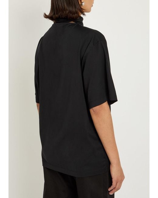 Lemaire Black Foulard-Neck Cotton T-Shirt