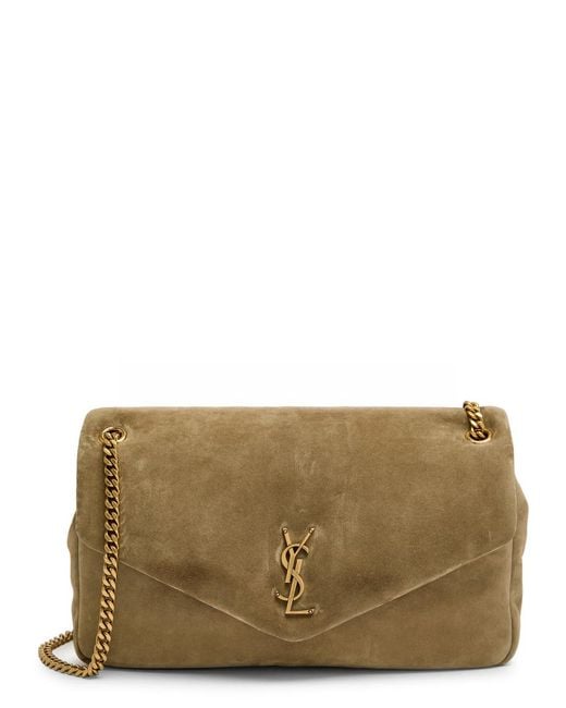 Saint Laurent Brown Calypso Large Padded Suede Shoulder Bag