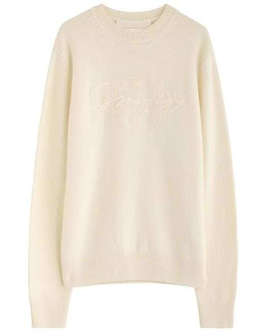Givenchy Natural Logo-Embroidered Wool Jumper for men