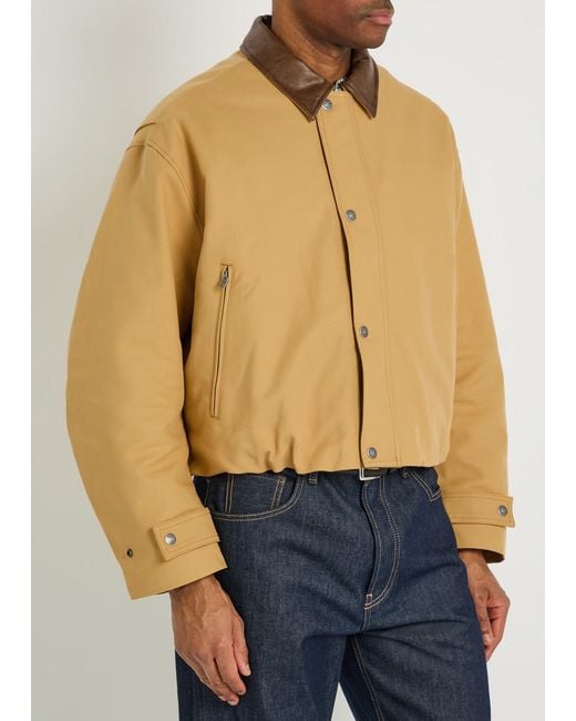 Acne Natural Opada Padded Leather-Trim Cotton Jacket for men