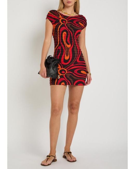 Emilio Pucci Red Printed Seersucker Mini Dress