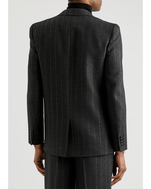 Saint Laurent Black Pinstriped Wool-blend Blazer for men