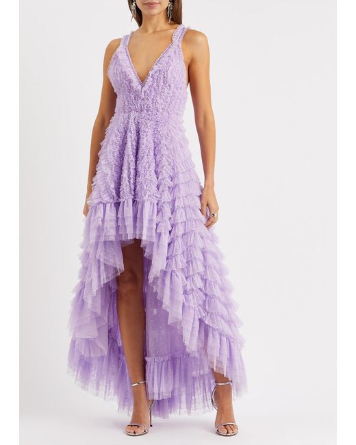 Needle & Thread Purple Mia Ruffled Tulle Gown